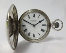 Omega, a silver full hunter pocket watch, the back plate and front plate No.4172909, the dial marked