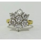 A diamond seven stone 'Snowflake' cluster ring, estimated total weight 2.00cts, colour grade H-I,
