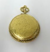 A 19th Century French gold open face pocket watch with key wind movement, the inner back case