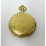 A 19th Century French gold open face pocket watch with key wind movement, the inner back case