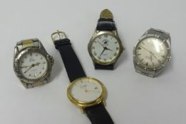 Vintage, timeless quartz digital watch and box, together with four other watches including gents