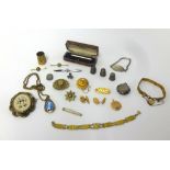 Various items including brooches, a 15ct gold Victorian and diamond set brooch and another 15ct