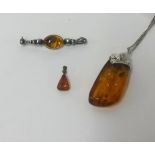 Amber pendant, brooch and small pendant