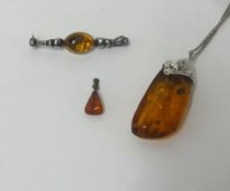 Amber pendant, brooch and small pendant