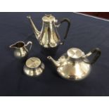 A John Prip for Reed & Barton silver four piece coffee and tea service in the Denmark Pattern, circa