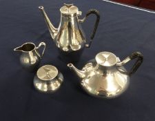 A John Prip for Reed & Barton silver four piece coffee and tea service in the Denmark Pattern, circa
