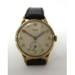 Rolex, a vintage gents 9ct gold cased wristwatch, the dial with arabic numerals and sub-second