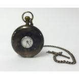 J.W.Benson, London, silver half hunter pocket watch and guard chain, the dial with roman numerals