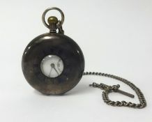 J.W.Benson, London, silver half hunter pocket watch and guard chain, the dial with roman numerals