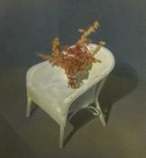 Yana Trevail, oil on canvas, 'White Chair', signed and titled verso, in a black mount and black