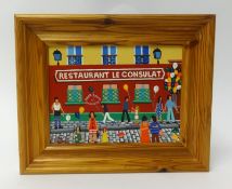 Brian Pollard, oil on board, 'Restaurant Le Consulat Paris June 91', 15cm x 19cm.