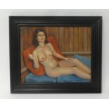 Piran Bishop, oil on canvas, 'Study of Nude Lady', 39cm x 48cm.