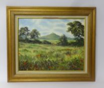 Alan Fursland, oil on canvas, 'Poppies in Field, Glastonbury', 40cm x 50cm.