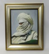 Lennox Manton, oil on board, 'Lady in Burka', 45cm x 35cm.