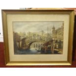 Early 20th century watercolour, 'Rialto Bridge, Venice' 29cm x 40cm.