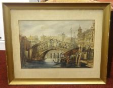 Early 20th century watercolour, 'Rialto Bridge, Venice' 29cm x 40cm.