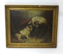George Armfield (British, 1808-1893), signed oil on canvas, 'Longhaired Terriers', 47cm x 59cm (
