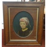 Early 20th century Italian School, oil on canvas, oval portrait, indistinctly signed and dated 1913,