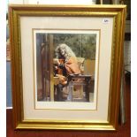 Robert Lenkiewicz (1941-2002), signed print, 'Self Portrait At Easel 1992' mounted and framed,