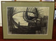 John Milne (1931-1978), charcoal abstract inscribed verso, 'purchased from J.E.Milne 1958, during