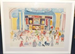 Fred Yates (1922-2008) original watercolour 'Barn Dance', 56cmm x 104cm, Key West Editions Gallery