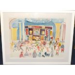 Fred Yates (1922-2008) original watercolour 'Barn Dance', 56cmm x 104cm, Key West Editions Gallery