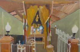 Vincent Bennett (born Plymouth, 1910 - 1993), oil on canvas 'Interior Scene', unframed, 52cm x
