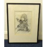 Robert Lenkiewicz (1941-2002), an early original pencil sketch, signed and titled 'Ilya, in