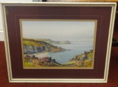 G.Trevor (20th century) signed watercolour 'Gurnard's Head, Cornwall', 25cm x 36cm.