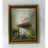 John Bampfield, oil on canvas, signed, 'The Cavalry Charge', 39cm x 29cm.