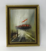 John Bampfield, oil on canvas, signed, 'The Cavalry Charge', 39cm x 29cm.
