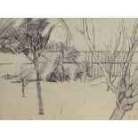 Robert Lenkiewicz (1941-2002), early drawing 'Park Scene' with embossed Studio Sale seal.