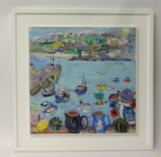 Linda Weir, contemporary St.Ives, Cornwall artist, modernist, expressionistic paintings (born