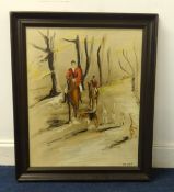 W.K.Ward, 'The Hunt', signed oil on canvas 49cm x 39cm