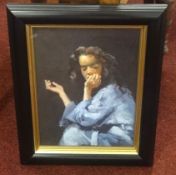 Robert Lenkiewicz (1941-2002), 'Anna, Sitting on the Table in the House', oil on board, signed twice