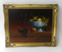 Mike Woods, two oil paintings, 'Still Life', signed, in gilt frames, 40cm x 50cm.