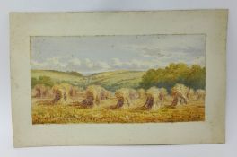 F.J.Snell, a pair of watercolours, 'Harvest Scene', the largest 24cm x 46cm.