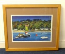 Liz Jones (Plymouth artist), limited edition print No.23/50, 'The Cremyll Ferry Boaters', 32cm x