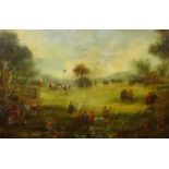 19th century Dutch School? Oil on canvas, 'Archery Gathering', 45cmx 69cm.