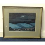 Richard Slater, watercolour, 'Blue Hills 1975', 25cm x 35cm.