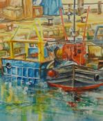 Linda Winter (Plymouth Artist), signed oil on canvas, 'Harbour, Shelley Marie, Plymouth', 60cm x