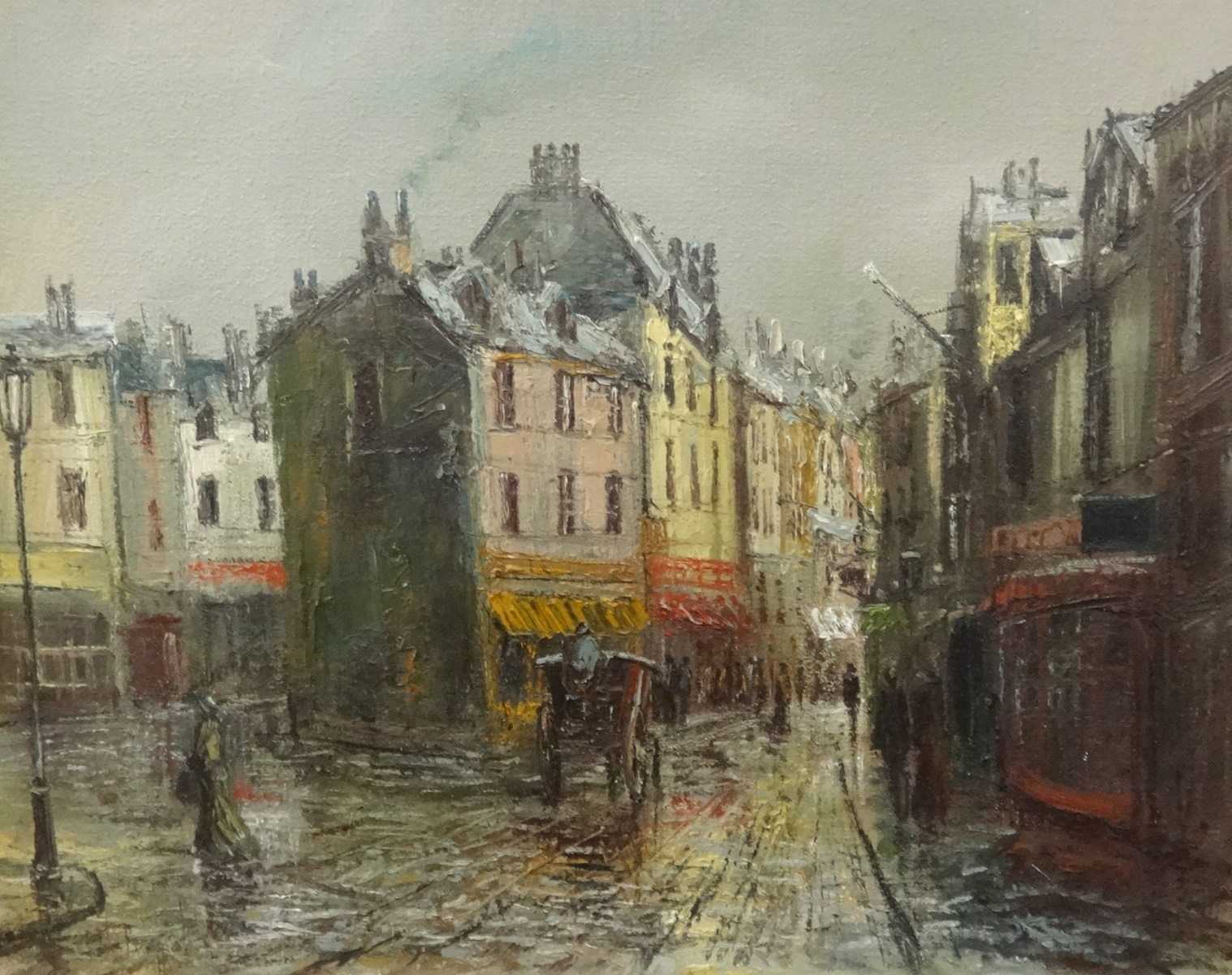 John Bampfield, oil on canvas, signed, 'Street Scene', 60cm x 76cm. - Image 2 of 2