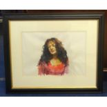 Robert Lenkiewicz (1941-2002), watercolour, 'Karen Ciambriello' titled and signed to the image, 31cm