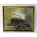 John Bampfield (born 1947-), oil on canvas, signed, 'The Cavalry Charge', 59cm x 75cm.