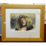 Robert Lenkiewicz (1941-2002) 'Self Portrait' watercolour, signed and titled to image, 29cm x
