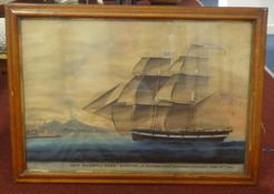 Michele Funno (Italian fl 1830-1865), signed gouache, titled 'Brig Pacific of Dart 'Mo' entring in