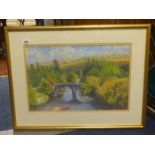 John Staddon, pastel, 'Huckaby Bridge, Dartmoor', signed 1992, 32cm x 51cm.