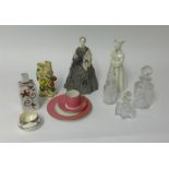 Collection of general china wares including Crown Ducal dish. Glassware and figures.