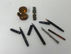Three fountain pens including Watermans 14ct gold, Waverley 14ct gold the body stamped Cameroon Self