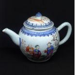 A 19th century Chinese porcelain bullet shaped teapot.